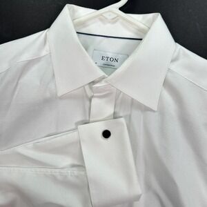 Eton Contemporary Dress Shirt Mens 16 41 White French Cuff Textured Formal EUC
